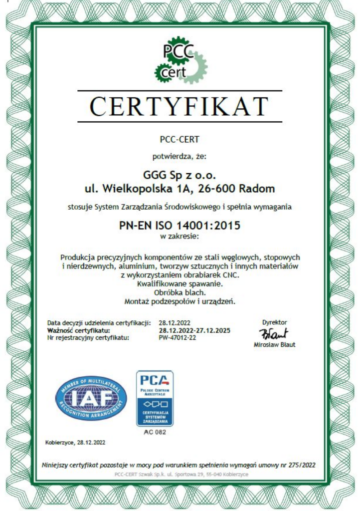 ISO 14001 2015 GGG