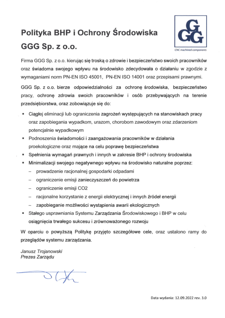 Polityka BHP i Ochrony Srodowiska GGG